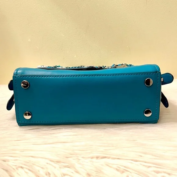 RARE Michael Kors Floral Sequined Leather Satchel - Picture 7 of 10